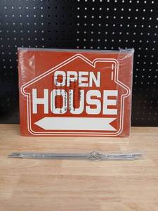 lot 40341 image: Red and White Open House Sign Kit with Stakes - Retail $15