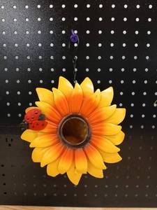 lot 40376 image: Decorative Sunflower Bird House with Ladybug Accent - Retail $12