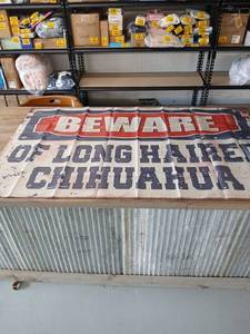 lot 40390 image: Beware of Long Haired Chihuahua flag 58 inches x 34 inches - Retail $22