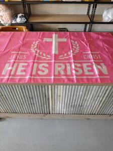 lot 40395 image: He Is Risen Banner 58 inches x 35.4 inches - Retail $23