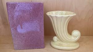 lot 30 image: Vintage Vases - Frankoma Vase #63 and Cornucopia Marked USA