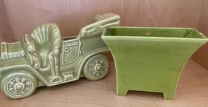 lot 31 image: Royal Haeger Art Deco Planter and Ceramic Antique Car Planter