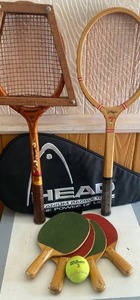 lot 39 image: TennisPing Pong Equipment and a Raquetball Racquet w Case