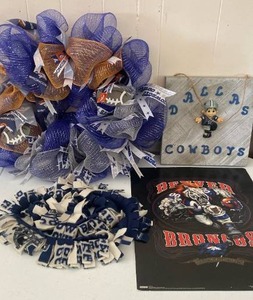 lot 49 image: NFL House Divided Broncos & Cowboys Mesh Wreath and MORE