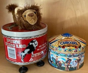 lot 69 image: Vintage Candy Tins - Pure King Leo & Hersheypark Carousel Collection