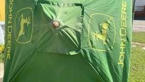 lot 98 image: Vintage John Deere Patio Umbrella