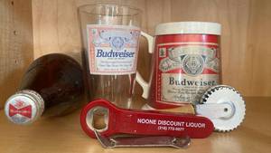 lot 105 image: Vintage Budweiser Beer Collection with Bottle Opener
