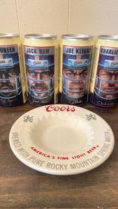 lot 109 image: Vintage Coors NFL Player Beer Can Collection with Ashtray