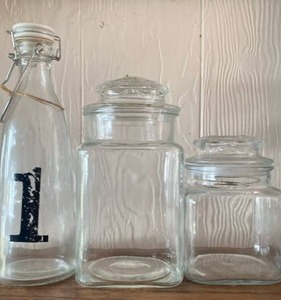 lot 114 image: Glass Jars and Numbered Bottle