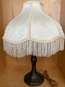 lot 504 image: Metal Table Lamp w Ivory Shade, Very Nice Condition