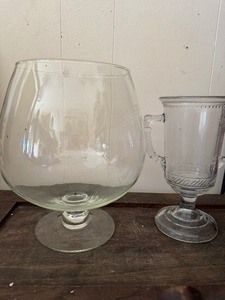lot 553 image: Huge Brandy GlassFish Bowl and a Vintage Celery Vase