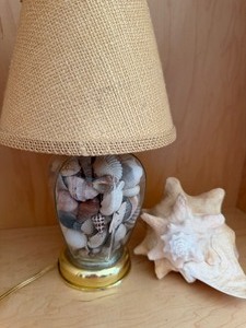 lot 571 image: Seashell Lamp (can be changed w other materials) and Large Conch Shell