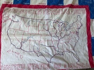 lot 628 image: Vintage America Blanket, Approx 68x104, Well Loved Condition