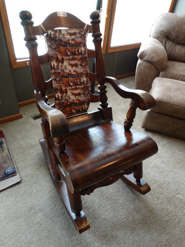 lot 4373 image: Nice solid wood rocker.