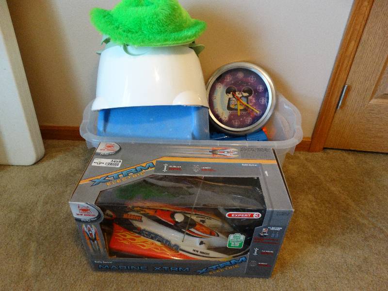 lot 4459 image: Lot of toys, potty chair & small step stool.