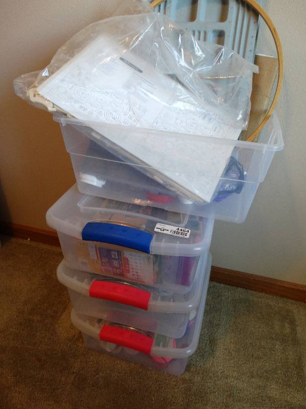 lot 4464 image: Totes full of craft items.