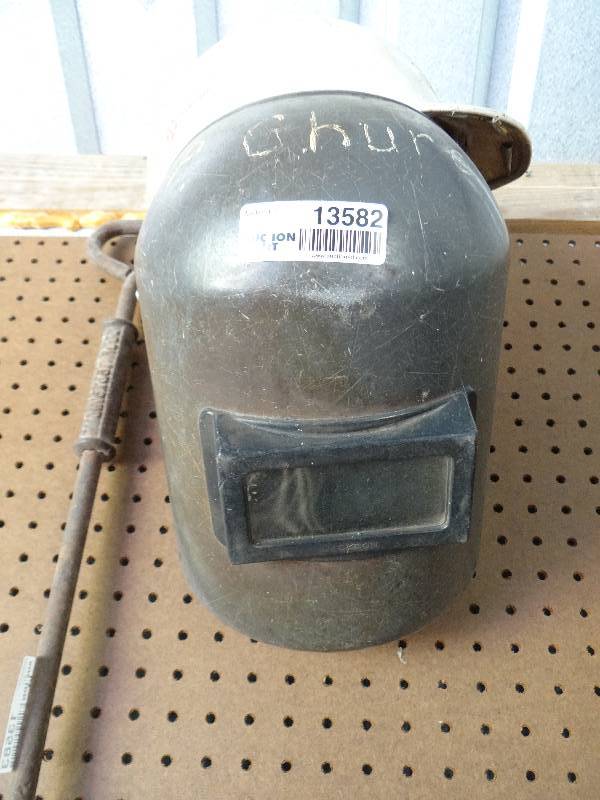 lot 13582 image: welder mask, hard hats, strikers.