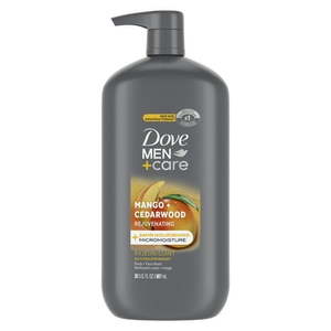 lot 9017 image: Dove MenCare Nourishing Face & Body Wash for Men  Rejuvenating Mango  Cedarwood  30 oz