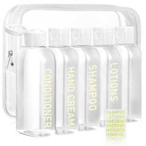 lot 9025 image: CHEODIN Travel Shampoo Bottles 5 pcs 3.4oz TSA Approved Travel Bottles for Toiletries Travel Size Bottles Leak Proof Empty Lotion Containers with Flip Cap Small Plastic Squeeze Bottlesp-Clear