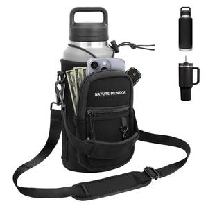 lot 9060 image: NATURE PIONEOR Water Bottle Holder with Strap,Water Bottle Carrier Bag Sling Sleeve with Adjustable Shoulder Strap & Handle and Large Phone Pocket for Walking,Hiking,Travelling for 32oz40oz46oz