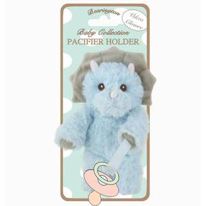 lot 9084 image: Bearington Collection Triceratops Plush Pacifier Holder - 7.5-Inch Lil Tracer Dino - Universal Plush Clip &amp Pacifier Stuffie
