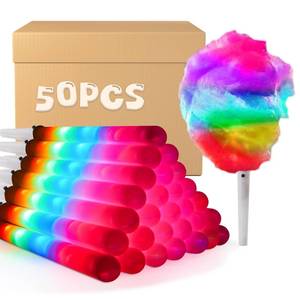 lot 9106 image: 50 Pcs LED Cotton Candy Cones - Glowing Cotton Candy Sticks for Parties - Reusable & Waterproof Cotton Candy Holders - Vibrant Colors for Christmas, Birthdays & Events