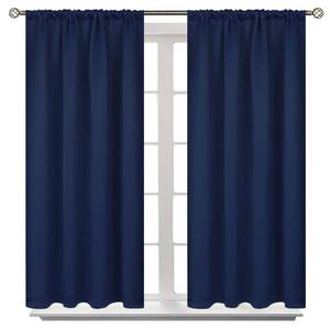 lot 9111 image: BGment Blackout Curtains for Bedroom 45 Inch Length - Room Darkening Drapes Thermal Insulated with Rod Pocket for Short Living Room Kitchen Bathroom Window, 42 x 45 Inch, 2 Panels, Navy Blue