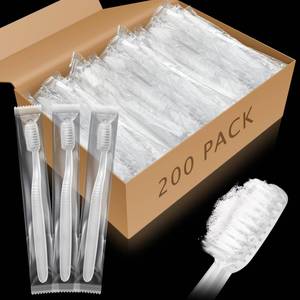 lot 9121 image: Tioncy 200 Pack Prepasted Disposable Toothbrushes Individual Wrapped Toothbrushes Soft Bristle Travel Toothbrush Single Use Wrapped for Hotel, Camp, Travel and Gift for The Homeless (White)