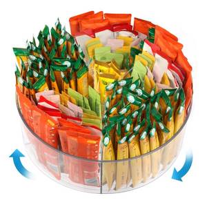 lot 9136 image: CODOHI Drink Packet Organizer, Turntable Water Packet Organizer, Mix Drink Station Organizer, Pantry Organization Storage Bins for Kitchen Fridge Countertop Cabinet, 5 Parts for Snacks Packets Spices