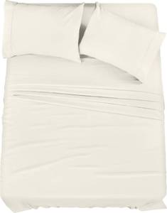 lot 9137 image: Utopia Bedding Queen Sheet Set 4 Piece Bed Sheets for Queen Size Bed, Soft and Breathable Microfiber, Includes 1 Fitted Sheet, 1 Flat Sheet and 2 Pillowcases (Ivory)