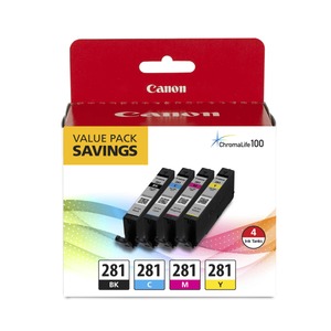 lot 9142 image: Canon - CLI-281 4-Pack Standard Capacity - Black, Cyan, Magenta, Yellow Ink Cartridges - BlackCyanMagentaYellow