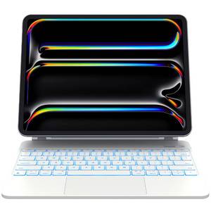 lot 9143 image: CHESONA for ipad pro 13 case 2024 with Keyboard, Easy-Set Floating Cantilever Stand, Smart Trackpad, 7 Color Backlit with Battery Digital Display, Magnetic Keyboard for iPad Pro 13 (M4), White