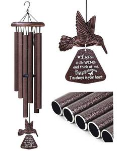 lot 9146 image: Sympathy Wind Chimes with Hummingbird Wind Spinner, Memorial Wind Chimes for Loss of Loved One Prime, BereavementSympathyMemorial Gift for Loss of Mother Father Husband Condolence Remembrance