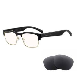 lot 9148 image: GenXenon Bluetooth Audio Smart Glasses, Blue Light Glasses for Women and Men, Open Ear Sound with Mic & Speakers, Blue Light Filter & Polarized Sunglasses Lenses, Voice Assistant(Gold)