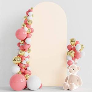 lot 9150 image: Wokceer 6FT Wedding Arch Backdrop Cover Spandex Fitted Beige Arch Covers Round Top Chiara Arches Cover for Wedding Birthday Party Ceremony Banquet Decoration
