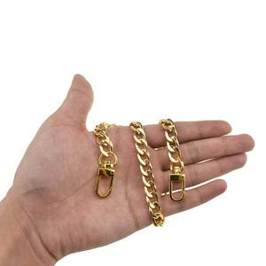 lot 9151 image: HAHIYO Purse Chain Strap 15.7 Inches Yellow Gold for Shoulder Cross Body Sling Handbag Clutch Replacement Comfortable Flat 0.4 Wide 2.4mm Extra Thick Metal 1 Pack