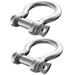 lot 9152 image: 2 Pcs 47 Inch 304 Stainless Steel D Ring Shackles 14 mm Screw Pin Anchor Shackle for Traction Steel Wire, 14 mm