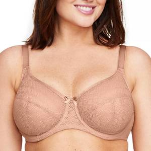 lot 9156 image: Full Figure Plus Size Lace Comfort Wonderwire Bra Underwire #9855 Cappuccino 38C