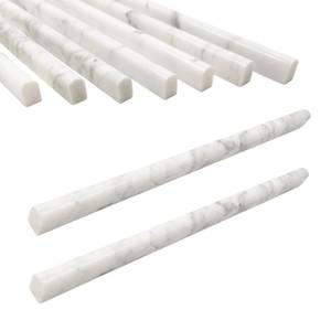 lot 9160 image: Jusmioke 15 Pack 0.5X12 Carrara White Marble Pencil Liner Tile, Polished Marble Tile Edge Trim for Kitchen Backsplash, Bathroom and Shower Walls (Carrara White (0.5x12))