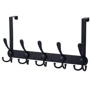 lot 9164 image: Encozy Over The Door Hooks,Coat Rack for Hanging Clothes Hat Towel (Heavy Duty Black 1pcs)