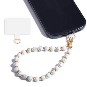 lot 9176 image: Lostars Marble Beaded Phone Wrist Strap,Detachable Phone Bracelet Strap with Tether Tab,Hands-Free Wristlet Strap (Marble-White)