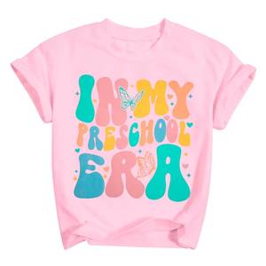 lot 9181 image: in My Preschool Ear Shirt Toddler Girls First Day of School Shirt Back to School Gift Tee Short Sleeve Tops 3 4T Pink