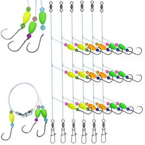 lot 9184 image: DAMIDEL 6Pcs Pompano Fishing Rigs Ready Kit 3 in 1 Float Rigs with Triple 30 Circle Hook for Surf Fishing 120 Fishing line  50in length50lbTension in freshwater and Saltwater