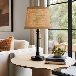 lot 9195 image: Oneach 19.5 Small Table Lamp for Bedroom - Bedside Lamps for Nightstand, Black Table Lamp for Living Room with Fabric Shade, Desk Reading Lamp for Kids Room Living Room Office Dorm