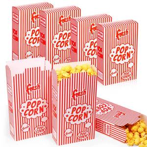 lot 9197 image: Dualshine 200 Pack Popcorn Boxes,1.25 oz Paper Popcorn Containers,Red and White Striped Close-Top Cardboard Pop Corners Bags Individual Servings for Theater Night Movie,Party,Christmas