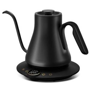 lot 9203 image: INTASTING Gooseneck Electric Kettle with �1 Temperature Control for Pour Over Coffee &amp Tea, Quick Heating, BPA-Free Stainless Steel, Built-in Brew Timer, 1500W0.9L (Ebony Black)
