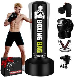 lot 9211 image: Freestanding Punching Bag for Adults Teens, 70 Heavy Boxing Bag with Stand with Gloves, Pump and Jump Rope, Women Men Standing Kickboxing Bag for MMA Training Muay Thai Fitness Karate Home Gym