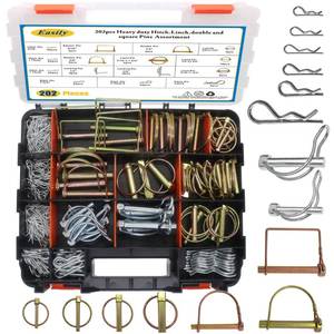 lot 9218 image: 202PCS Hitch Pins Clip Pins, Linch and PTO Pins for Trailers Tractors Trucks Towing Mowing, Farm Equipment, Snow Plows, Lawnmowers Garage, Heavy Duty Trailers Accessories Tractor Attachments