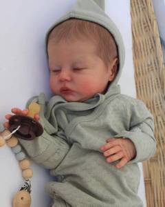 lot 9910 image: SCOM Reborn Baby Dolls - 18 Inch Sleeping Lifelike Silicone Realistic Baby Doll Real Life Newborn Baby Dolls with Soft Weighted Body Cute Baby Doll Gift Accessories for 3 Year Old Girls Boys Kids