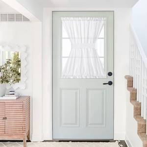 lot 9917 image: NICETOWN Front Sheer Door Sheer Curtain, Privacy Semitransparent Voile French Door Curtain with Top and Bottom Rod Pocket, Tieback Included, W52 inches x L40 inches, 1 Panel, White